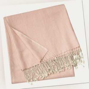Linum Plaid VERTIGO Rosa Baumwolle Wolle 130x170 Decke Fischgrät