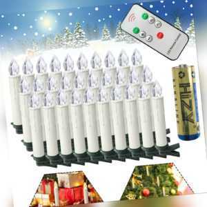 Weihnachtskerzen 30x Kabellose Warm LED Christbaumkerzen +Batterie Fernbedienung