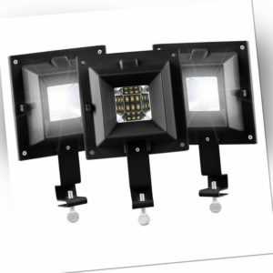 Lunartec 3er-Set Solar-LED-Dachrinnenleuchten, 6 SMD-LEDs, 20 lm, IP44, schwarz