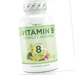Vitamin B Komplex 180 Kapseln - Alle 8 B-Vitamine + 3 Co-Faktoren - Vegan