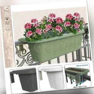 Geländerkasten 60 Rattan Geflecht Optik Balkon Geländer Blumen Kasten Halterung