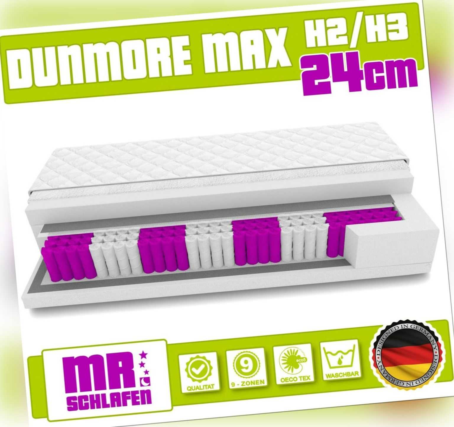 Matratze Dunmore Taschenfederkern 24 cm H2 H3 9 zonen Bett Matratzen
