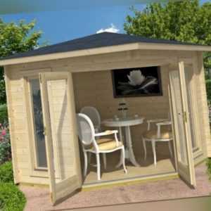 Topangebot Gartenhaus OBAN 40, 260 x 260, 40 mm Doppelnut ISO ! NEU Lasita Maja