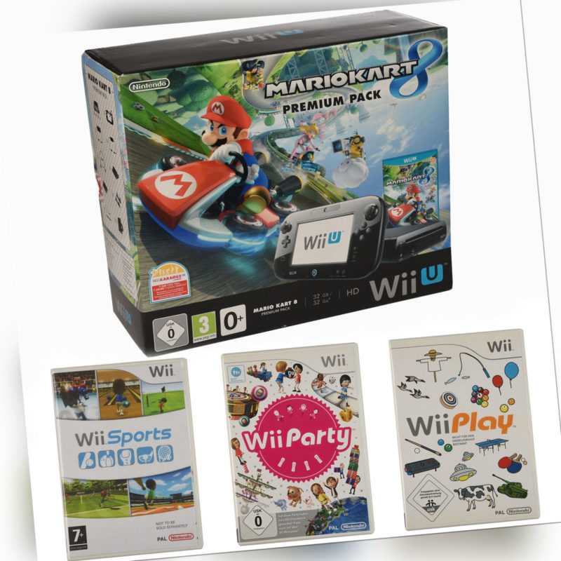 Nintendo Wii U Konsole - 32 GB Premium Pack Mario Kart 8 + Wii Play-Party-Sports