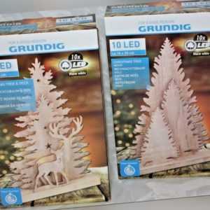 Weihnachtsbaum & Reh aus geschnitzten Holz Weihnachtsdeko Licht Deko