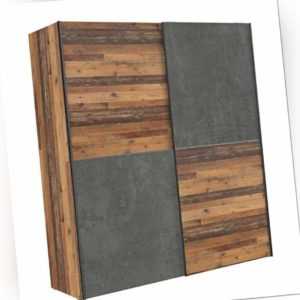 Schwebetürenschrank Kleiderschrank DEDERIK Old Wood Vintage und Beton