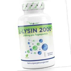 L-LYSIN 2000 - 365 Tabletten hochdosiert - Vegan + Laborgeprüft! Aminosäuren