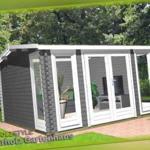 Gartenhaus aus Holz Modern 3.9x3M, 40mm Blockhaus Werne ohne Boden EB40040oF