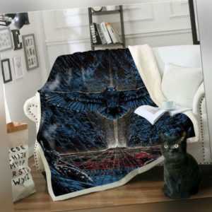 3D Blaue Eule ZHU245 Warm Plüsch Fleece Decke Picknick Sofa Couch