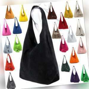 Hand Wild Leder Shopper Beutel Schulter Tasche Wildleder Vera Pelle Hobo Bag TOP