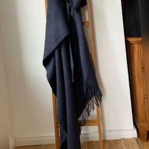 Mohair Wolldecke Plaid "Medina" 140 x 200 cm, Navy blau