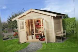 Weka Gartenhaus Premium 45 natur 6,30 m² inkl. Vordach 20 cm, 45 mm Gerätehaus