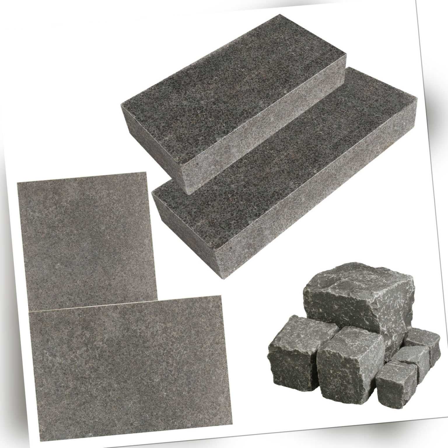 Basalto Naturstein Basalt G684 Blockstufe Bodenplatte Pflasterstein geflammt