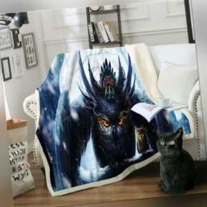 3D Schwarze Eule ZHU247 Warm Plüsch Fleece Decke Picknick Sofa