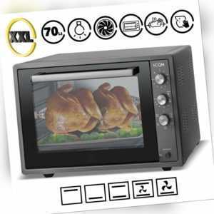 ICQN 70 LITER ANTHRAZIT MINI-BACKOFEN MIT INNENBELEUCHTUNG PIZZA-OFEN EMAILLIERT