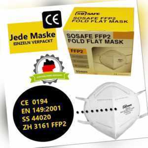 SOSAFE FFP2 Maske Mundschutz Atemschutz Gesichtsschutz CE zertifiziert 5-lagig