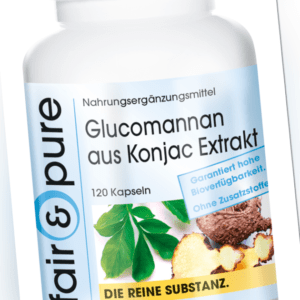 Glucomannan 500mg aus Konjakwurzel - 120 Kapseln - fair & pure