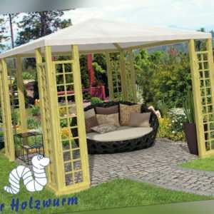 Gartenpavillon 300x300 cm 6,8 x 6,8 cm Pfosten Pavillon mit Rankgerüst Holz Neu