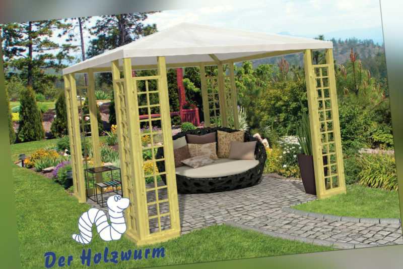 Gartenpavillon 300x300 cm 6,8 x 6,8 cm Pfosten Pavillon mit Rankgerüst Holz Neu