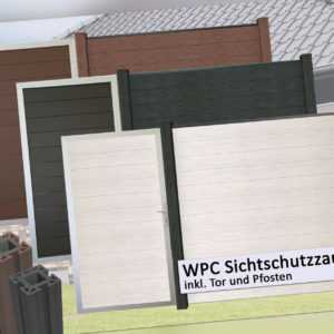 WPC / BPC Sichtschutzzaun inkl. Pfosten & Tor Sichtschutz Gartenzaun Zaun Türe