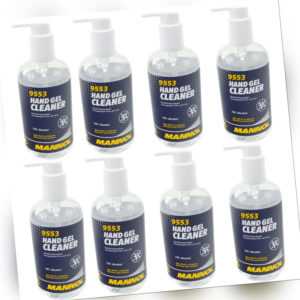MANNOL 8x 290 ml Hand und Flächen Desinfektionsmittel Reiniger Gel Handreinigung