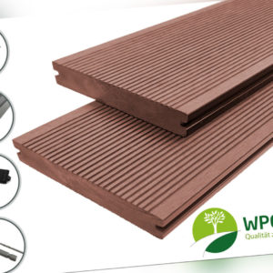 WPC Profi Terrassendielen Garten Massiv Diele 20mm Redwood Bausatz 12 - 72 m²
