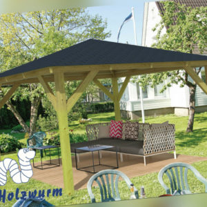 Pavillon Classico Gartenlaube 430x430cm 11,5 x 11,5cm Pfosten Pavillion Holz Neu