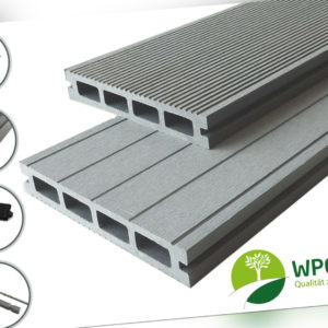 WPC Profi Terrassendielen Premium Diele 25mm Steingrau Grau Bausatz 12 - 72 m²