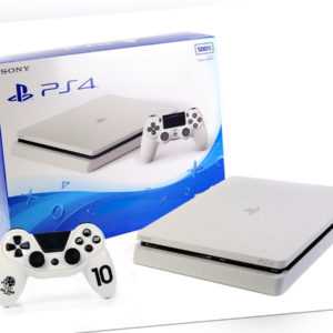 Sony PS4 Konsole - SLIM 500GB - Weiss + Neuen Subsonic Controller Gamepad Weiß
