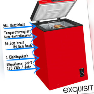 Exquisit Gefriertruhe Rot Tiefkühltruhe Eisschrank Freistehend 98L GT 111-5A+