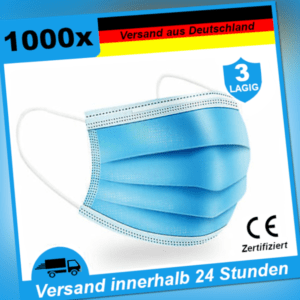 1000x Mundschutz Maske Einweg  3-lagig OP Mundbedeckung Atem-Nasen Hygienemasken