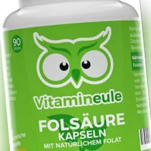 Folsäure Kapseln - 800 µg natürliches Folat - 5-MTHF ohne Zusätze - Vitamineule