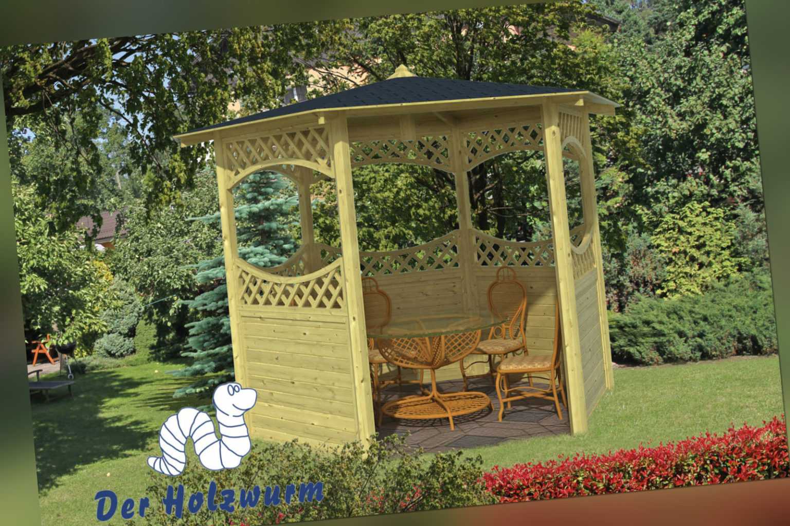 Pavillon Mittelgross Gartenlaube Durchmesser 290 cm 9,5 cm Pfosten Pavillion Neu