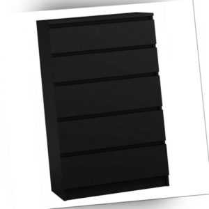 Kommode mit 5 Schubladen Sideboard schwarz Anrichte holz