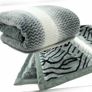 XL Struktur Flanelldecke Flausch Kuscheldecke weiß grau Nerz Fell