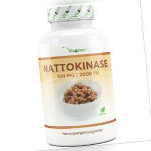 Nattokinase - 180 Kapseln je 100 mg / 2000 FU pro Kapsel - Hochdosiert Vegan