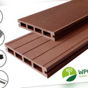 WPC Profi Terrassendielen Premium Diele 25mm Redwood Braun Bausatz 12 - 72 m²
