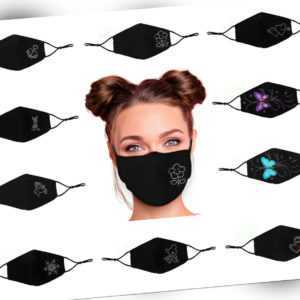 Gesichtsmasken Mund-Nasen-Maske mit Strass waschbar Größe verstellbar Filterfach