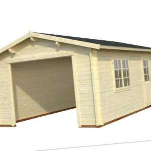 44 mm Holzgarage Roger 5 / 6 / 7 Garage ca. 380 x 570 cm Blockhaus Carport Holz