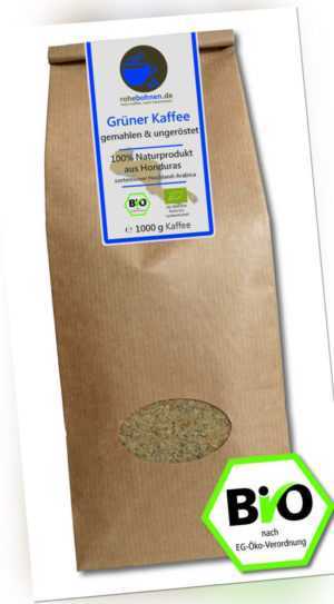 Grüner Kaffee Bio gemahlen - Rohkaffee Honduras 1kg - Green Coffee