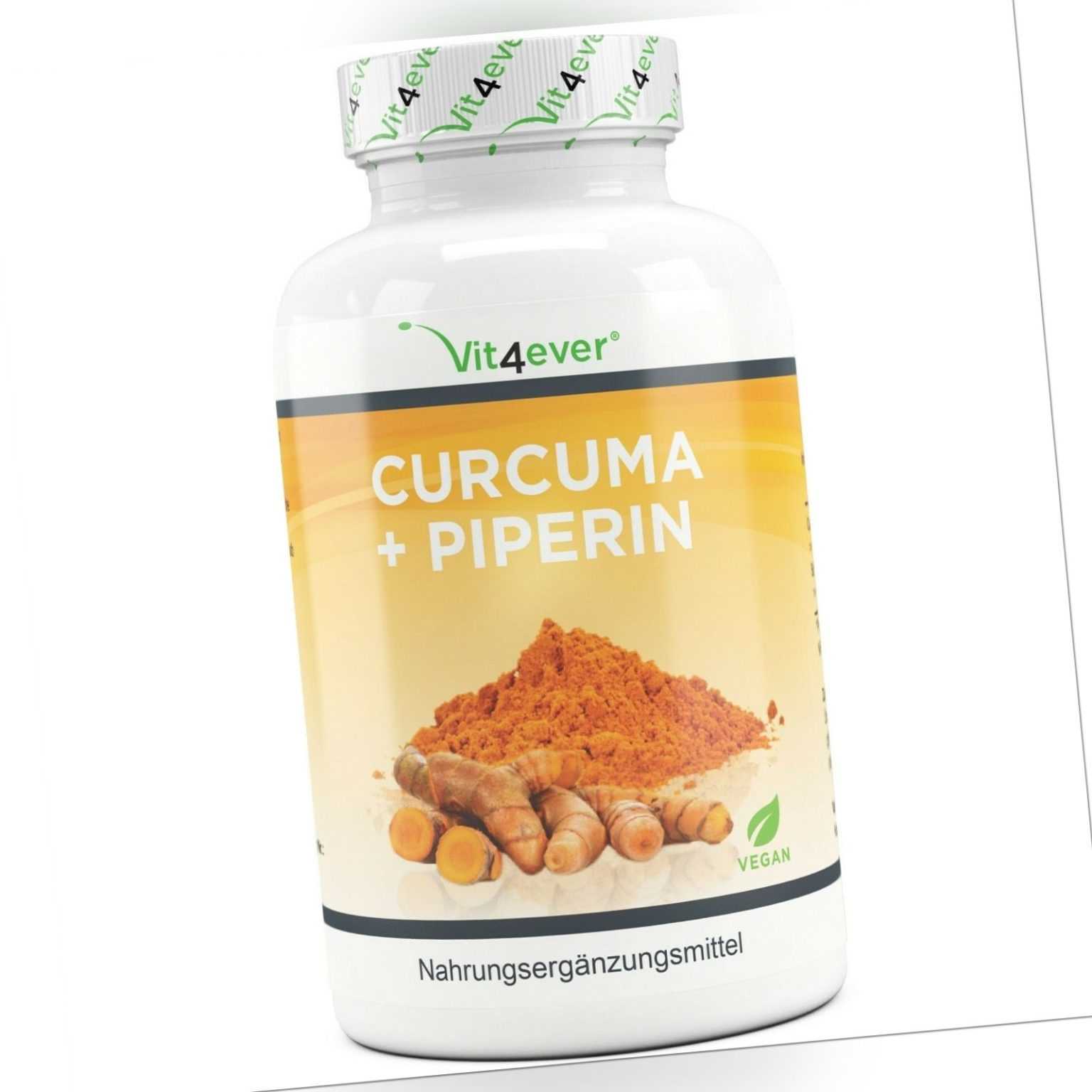 Kurkuma 360 vegane Kapseln 4500mg + Piperin Curcuma - 5% Curcumin Turmeric