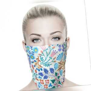ALB Stoffe® Premium Loop FLORETS, Mund-Nasen-Maske, antimikro.,100% dt. Her.
