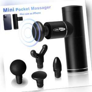 Massage Gun Electric Massagepistole Mini Massager Muscle Massagegerät + 4 Köpfe