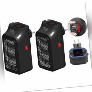 Sichler 2 Mini-Steckdosen-Heizlüfter, Timer, 2 Geschwindigkeits-Stufen, 350 W