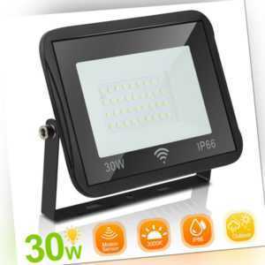 LED Fluter mit Bewegungsmelder Außen Strahler Flutlicht IP66 30W Warmweiß