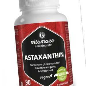 (€60,05/100g) Natürliches Astaxanthin 4 mg VEGAN, 90 Kapseln für 3 Monatsvorrat