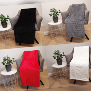 Kuscheldecke Mikrofaser-Flanell Wohndecke Punkte schwarz grau rot