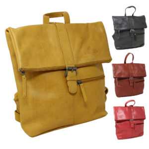 Damen Vintage Lederrucksack City Bag RucksackTasche Echtleder Roll Top