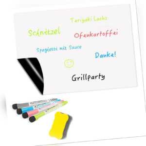 Magnettafel magnetisches Whiteboard Schreibtafel A3 mit Schwamm und 4 Stiften