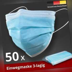 50 Stück Einwegmaske 3-lagig Mundschutz Atemschutz Gesichtsmaske OP-Maske